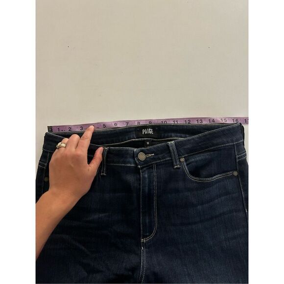Paige Slim Fit Stretch Skinny Hoxton Ankle Jeans Blue Denim Dark wash Size 32 - Picture 10 of 14